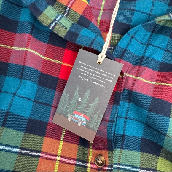 NWT Kiel James Patrick Size L Flannel Tartan Plaid Dress Tie Waist Pockets - Picture 6 of 15